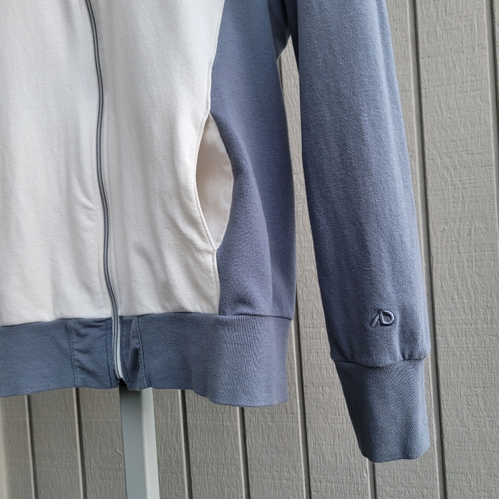 Nike | Athletic Cotton Stretch Full Zip Jacket EUC Blue & Cream Mock Neck XL - Picture 6 of 13